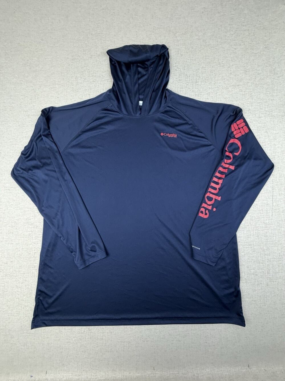Columbia PFG Hoodie Men’s 4XLT Navy Red Logo Omni-Shade Fishing Performance